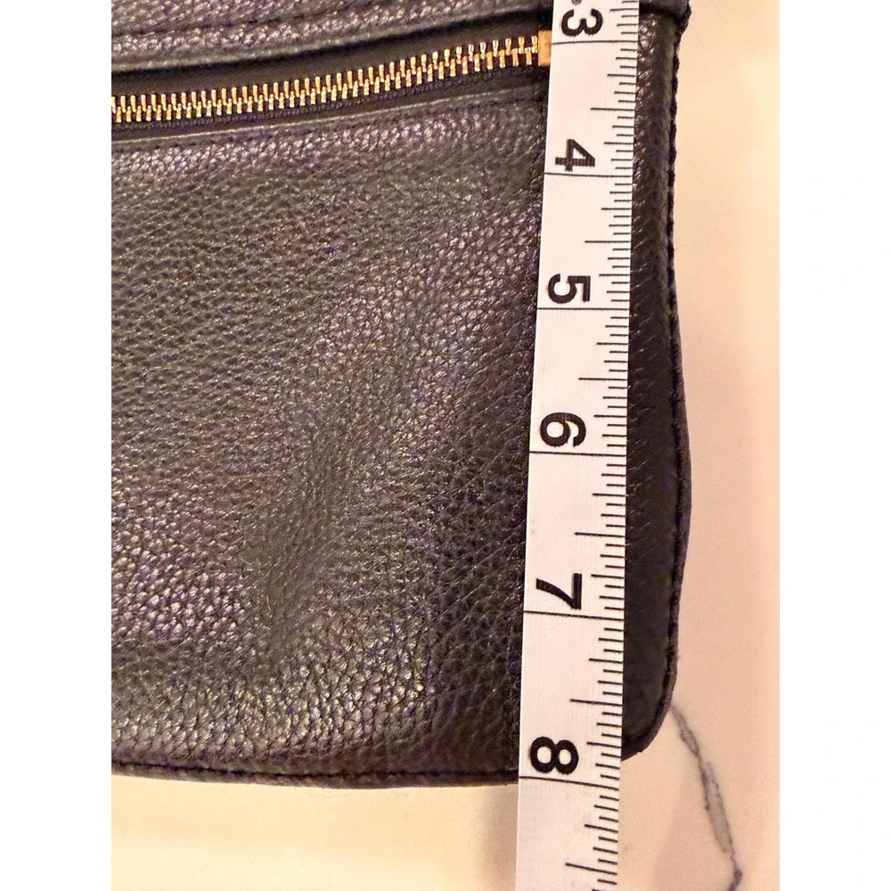 Kate Spade Black Pebbled‎ Leather Crossbody Zip Top Striped Lining